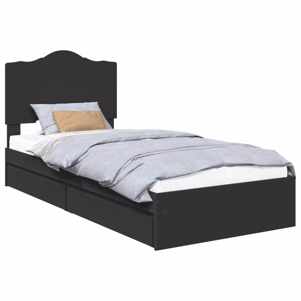 Berkfield Home Modern Storage Bed with Drawer in Black, Engineered Wood, W/D/H: 190 x 70 x 70 cm – 2