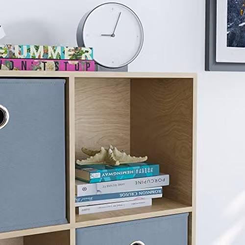 Vida Designs Durham 6 Cube Storage Organiser with 3 Grey Baskets in Oak – 4