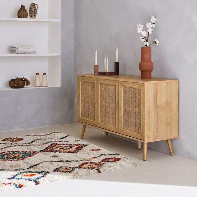 sweeek Interior Shaggy Rug in Cream and Multicolour, W/D/H: 80 x 150 cm – 1