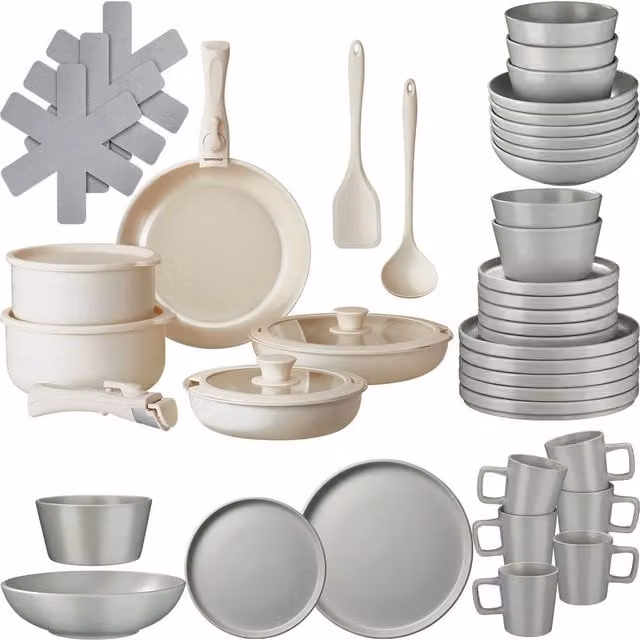 tectake Una/Genua Kitchen Starter Set in Multicolour Ceramic and Stoneware – 1