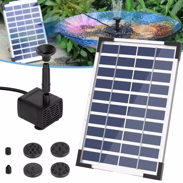 KORVIXA Solar Powered Fountain Water Pump in Black – 1