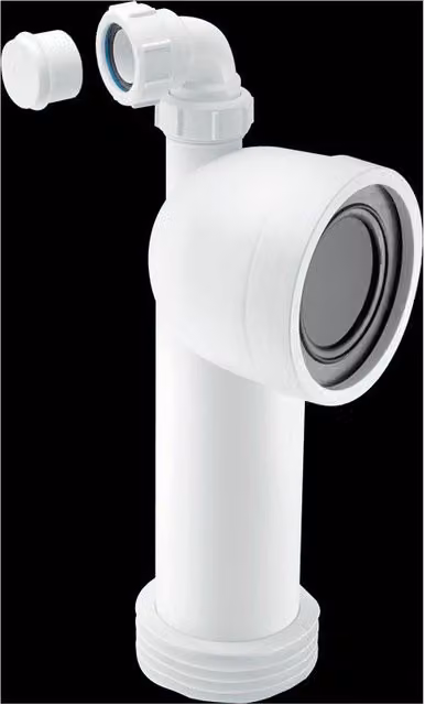 McAlpine WC-CON8V 90 Degree Adjustable Length Rigid WC Connector with 1.25 Inch U in White – 1