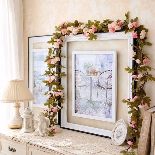 Garden Sanctuary Light Pink Artificial Rose Hanging Flower Garland – 1