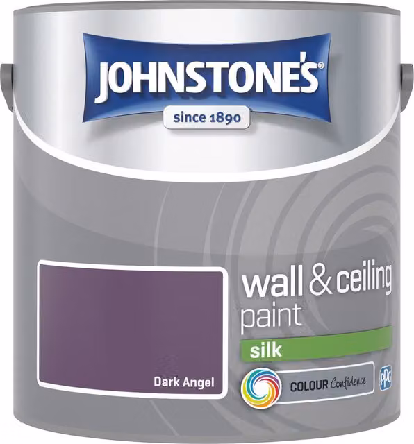 Johnstone's Vinyl Silk Emulsion Paint in Dark Angel Purple, Water Based Satin Gloss Finish