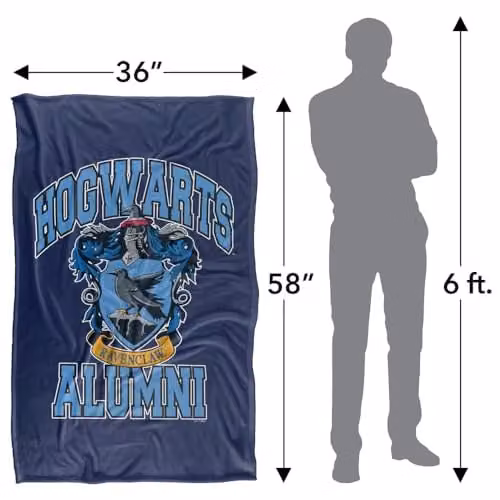 Warner Bros. Harry Potter Hogwarts Ravenclaw Alumni Super Soft Fleece Throw Blanket, Blue, W: 91.44 cm x D: 147 cm – 3