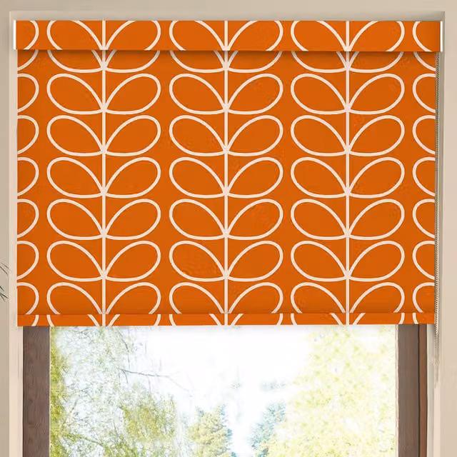 Orla Kiely Jumbo Linear Stem Made to Measure Blackout Roller Blind in Persimmon Orange