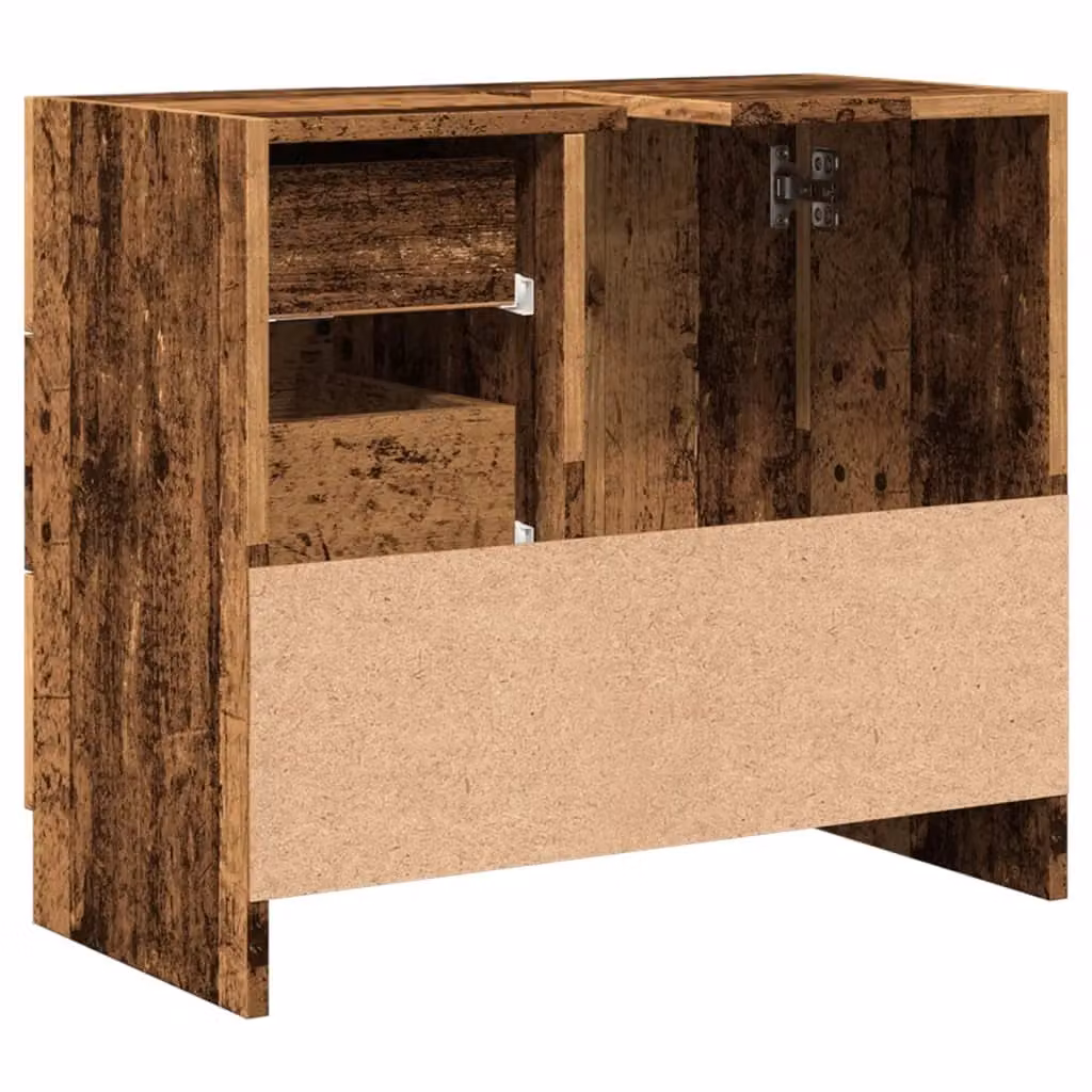 Berkfield Home Rustic Sink Cabinet in Old Wood Brown, W: 63 cm, D: 30 cm, H: 54 cm – 3