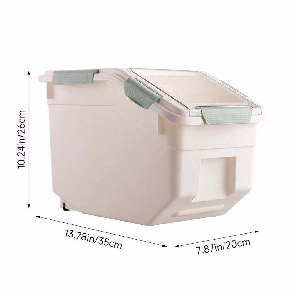 EONLION 10kg Kitchen Rice Dispenser Storage in White and Green – 2
