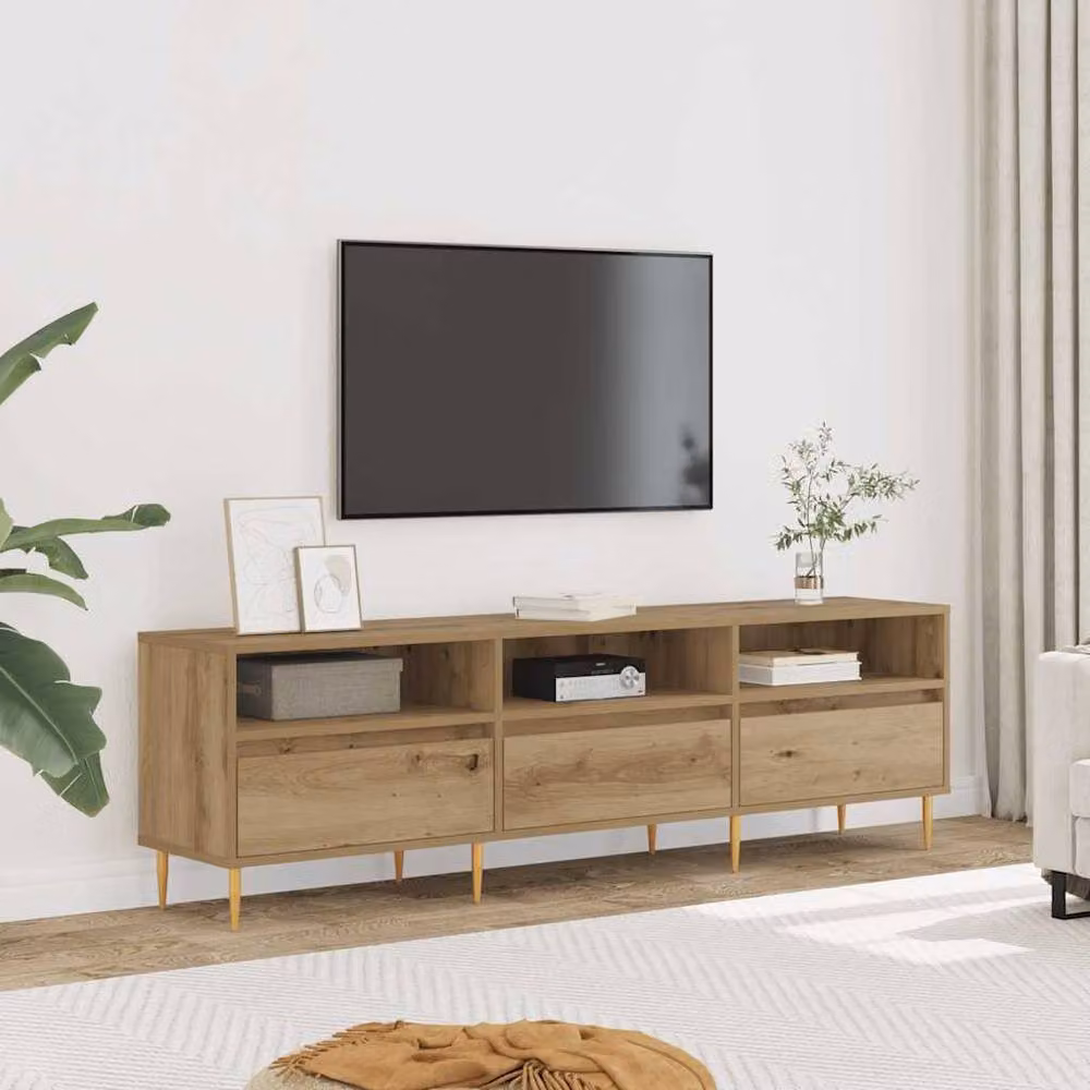 Berkfield Home Artisan Oak TV Cabinet in Brown, W: 150 cm, D: 30 cm, H: 44.5 cm – 3