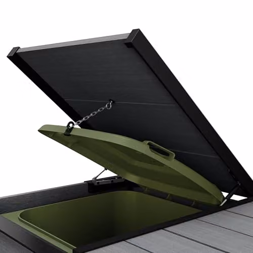 Keter Bin Hideaway Extension Kit in Grey with Evotech Wood-Look Finish and Steel Frame for 240L Wheelie Bins – 3