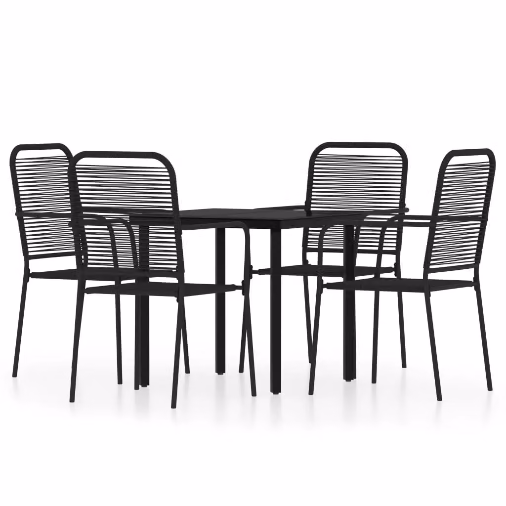 Berkfield Home 5 Piece Modern Garden Dining Set in Matt Black Metal and Glass – 2