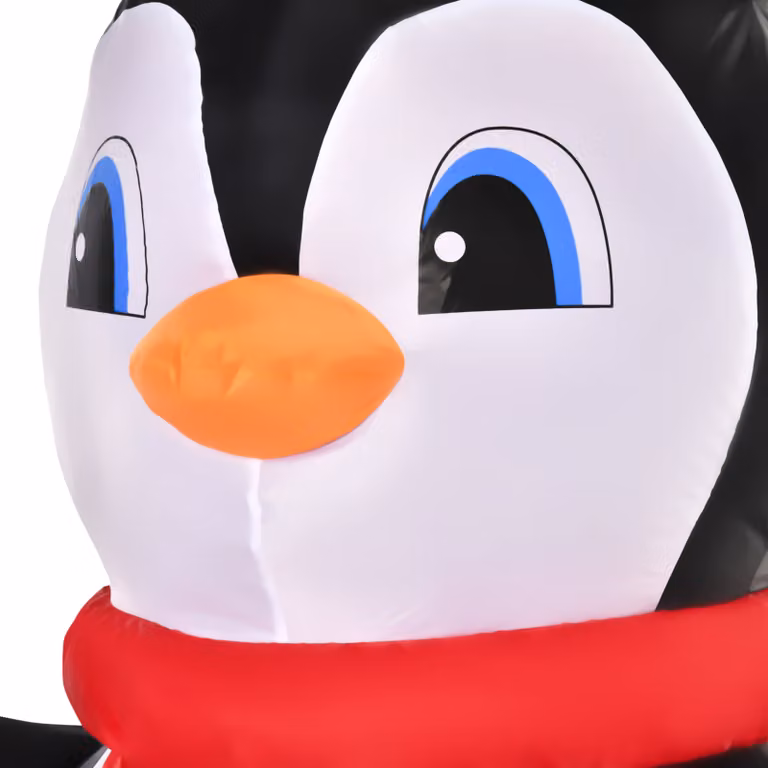 HOMCOM 2.5m Inflatable Christmas Penguin Holding Candy Cane Outdoor Decoration with LED Lights, Multicolour