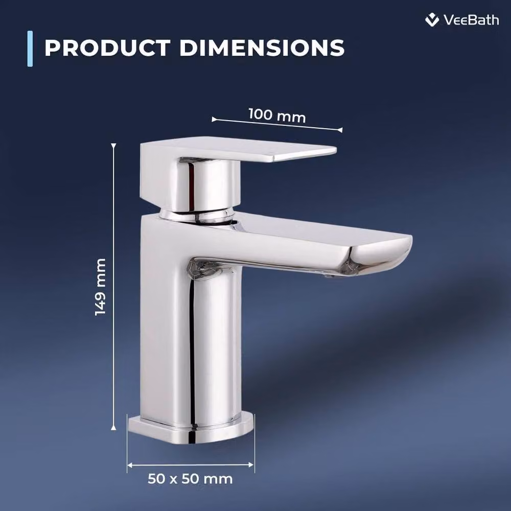 FLAVORA Square Chrome Basin Mixer Tap in Metallic Silver – 2