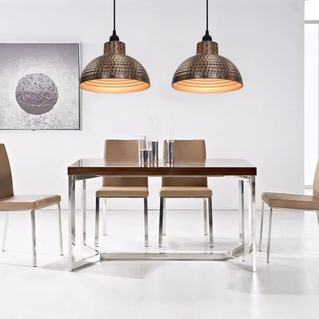 Berkfield Home Set of 2 Modern Copper Semi-spherical Suspended Ceiling Lamps