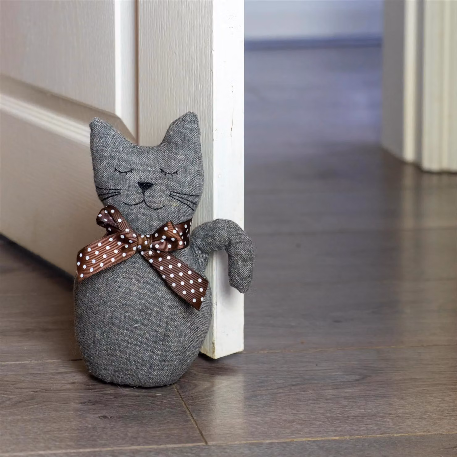 Nicola Spring Jasper the Cat Door Stops, Pack of 2, Grey and Brown, H 25 cm x W 16 cm – 6