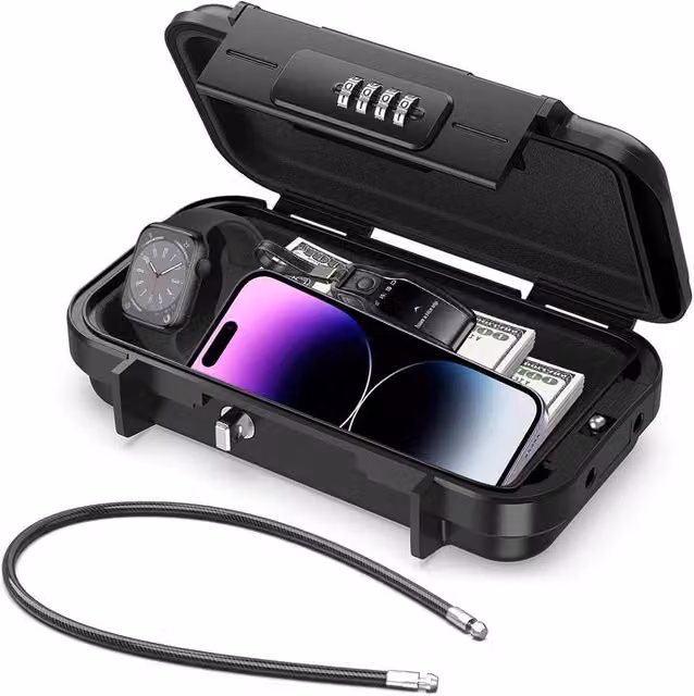 FLAVORA Personal 4-Digit Combination Locking Safety Storage Box in Black