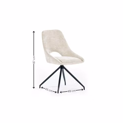 Julian Bowen Jonah Set of 2 Beige Fabric Upholstered Dining Chairs with Black Metal Legs – 2