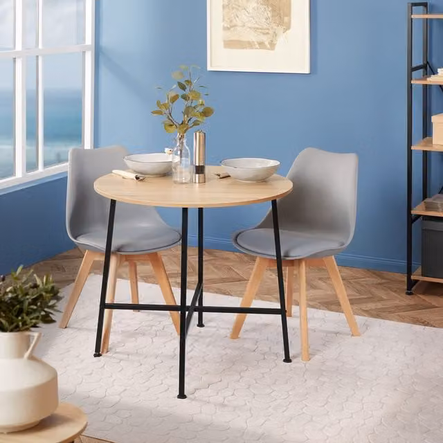 tectake Ennis Round Industrial Dining Table in Oak Sonoma