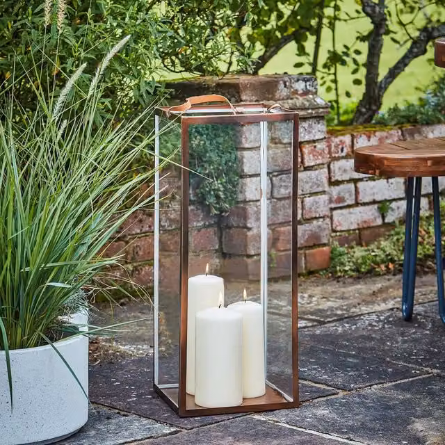 Ivyline Hampton Tall Metal Lantern in Copper H: 40 cm, W: 18 cm
