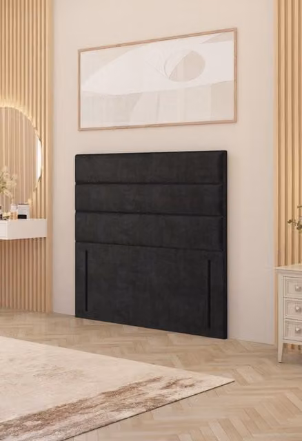 Somnior Chambery Double Floor Standing Divan Headboard in Black Plush Velvet