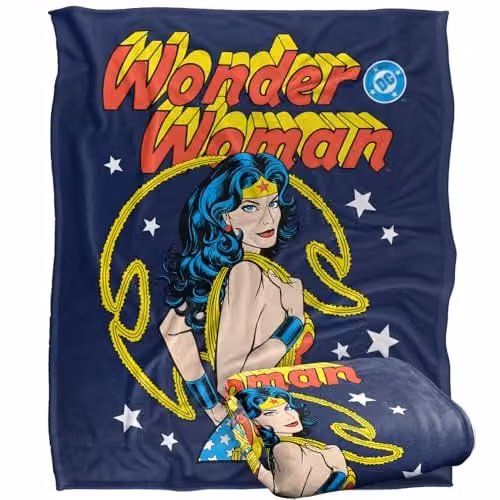 LOGOVISION Wonder Woman Golden Lasso Wonder Cover Super Soft Silky Touch Fleece Throw Blanket, Multicolour, W: 152 cm, D: 127 cm