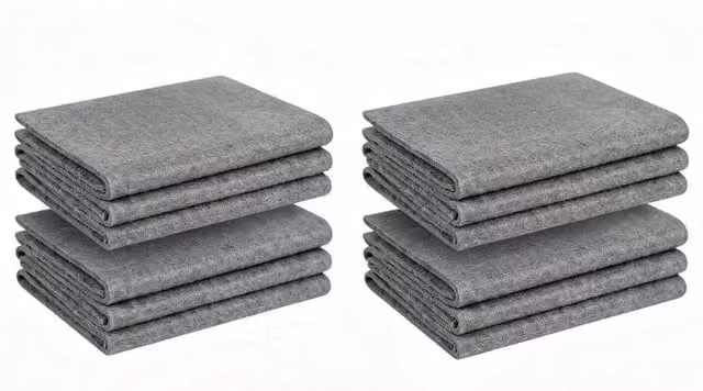 FLAVORA 12-Piece Microfibre Cleaning Cloths and Kitchen Dusters in Grey, 40 x 40 cm