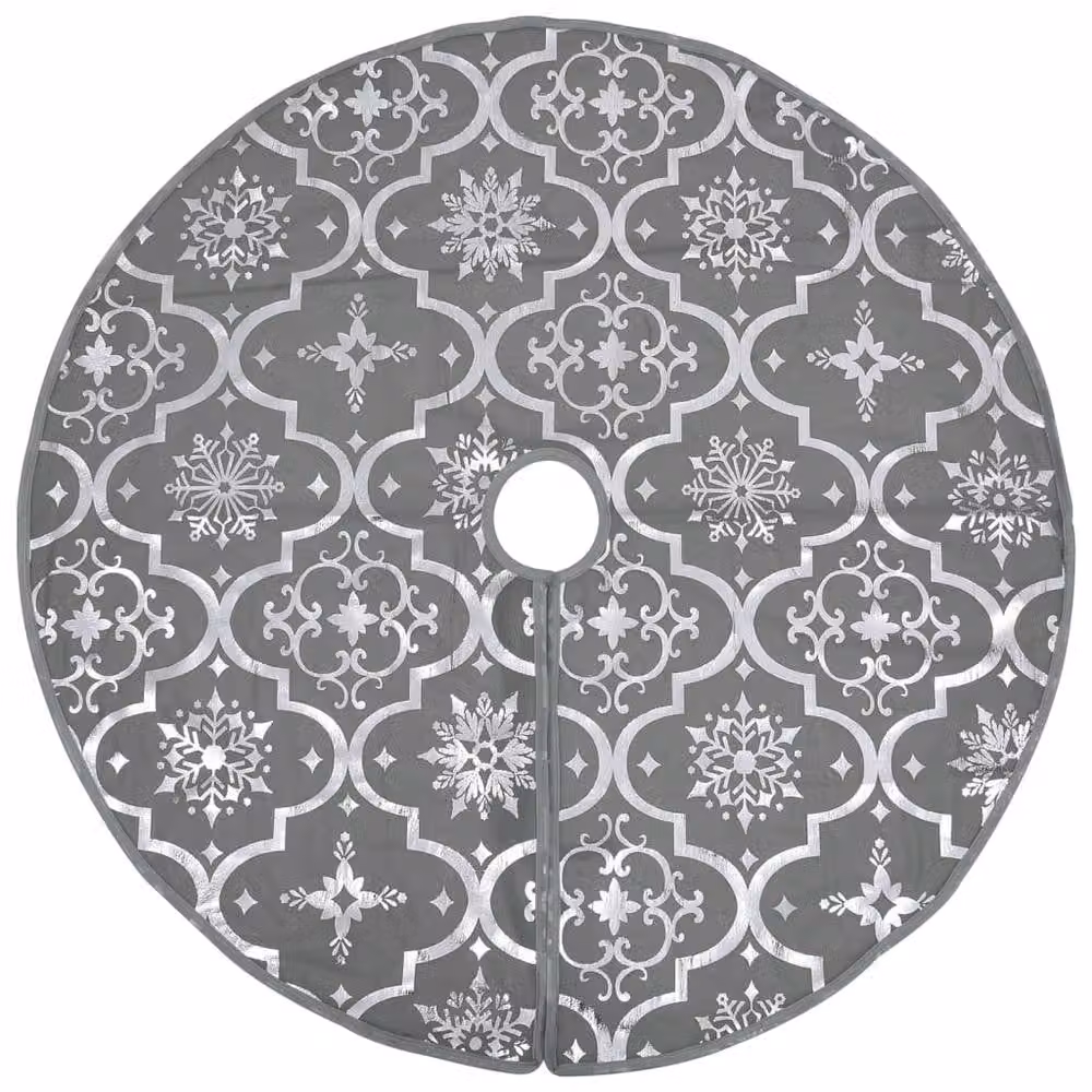 Berkfield Home Luxury Christmas Tree Skirt with Sock in Grey, 90 cm – 2