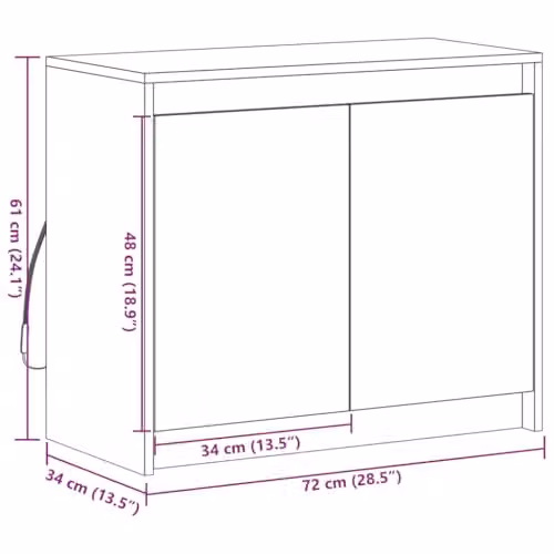 vidaXL Modern Sideboard with Integrated LED Lighting in Brown Oak, W/D/H: 72 x 34 x 61 cm – 3