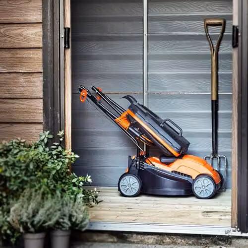 LawnMaster 1200W Electric Lawnmower with Rear Roller, Orange, 32cm Cutting Width – 6