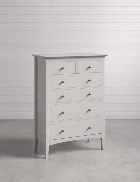 M&S Hastings Grey 6 Drawer Chest in Lacquered Pine