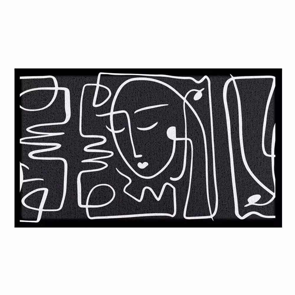 Artsy Mats Face Lines Abstract Indoor and Outdoor Doormat, Black, W/D/H: 70 x 40 cm – 2