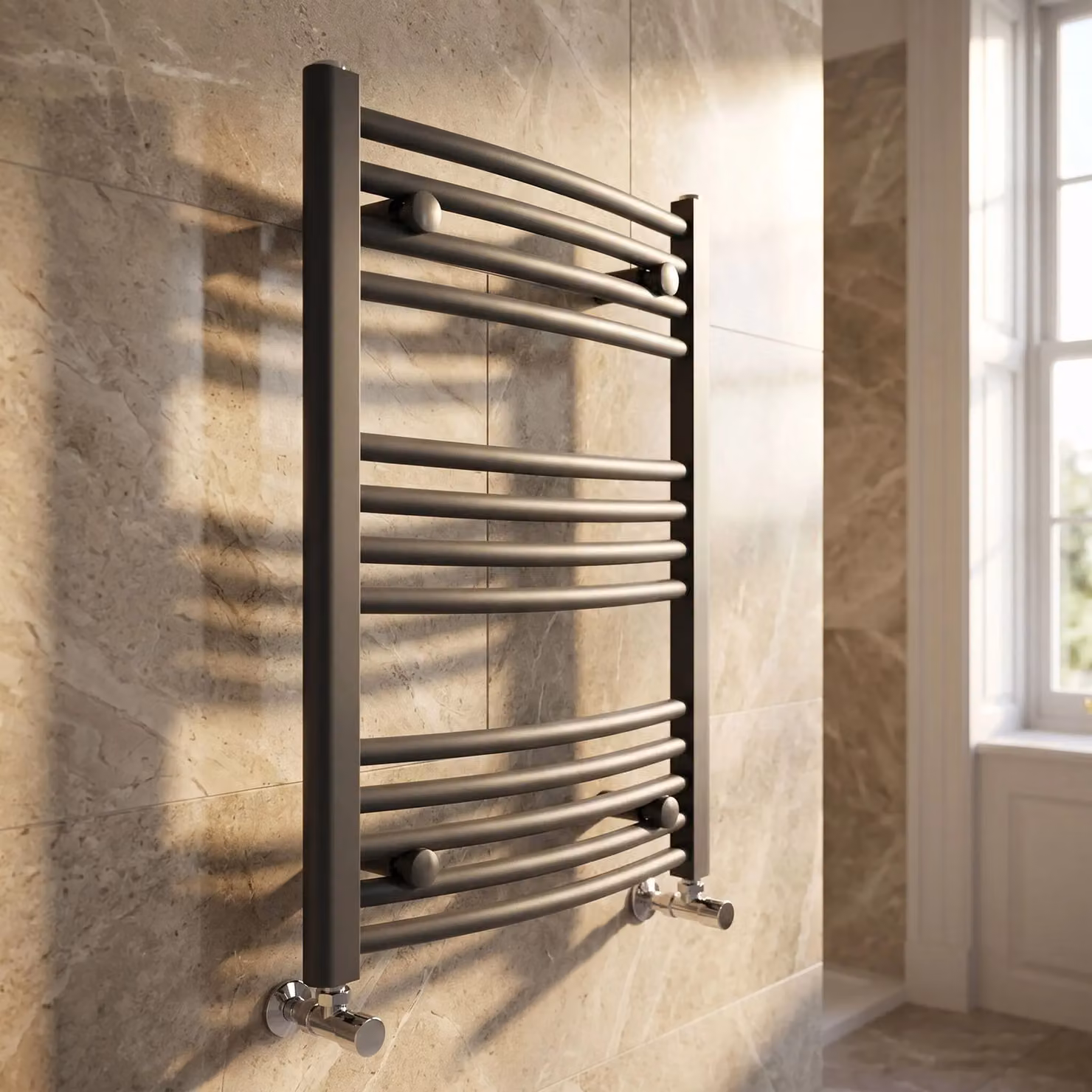 Balterley Anthracite Curved Vertical Towel Rail, W: 50 cm, H: 70 cm – 3