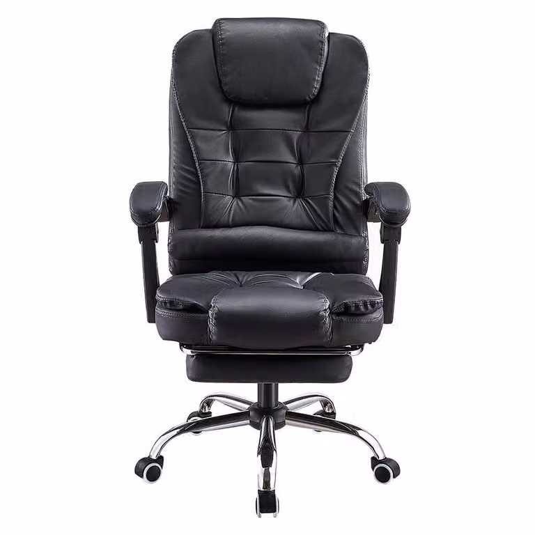 FORGEVIO Black Faux Leather Executive Office Chair with Headrest and Armrests
