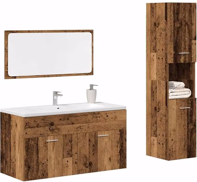 Berkfield Home 3 Piece Rustic Brown Bathroom Furniture Set in Engineered Wood