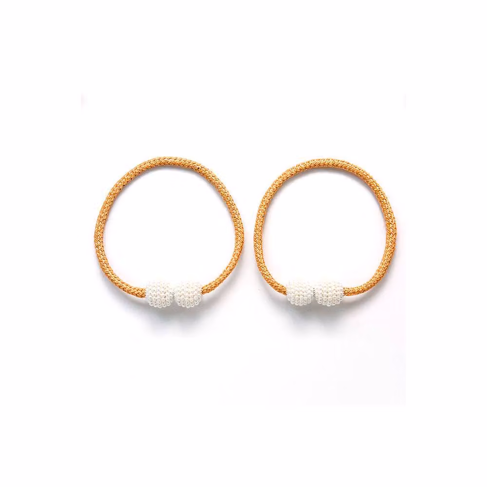 Lovii Pearl Magnetic Curtain Tiebacks, 2 Pack Elegant Rope Holdbacks in Yellow and Gold – 2