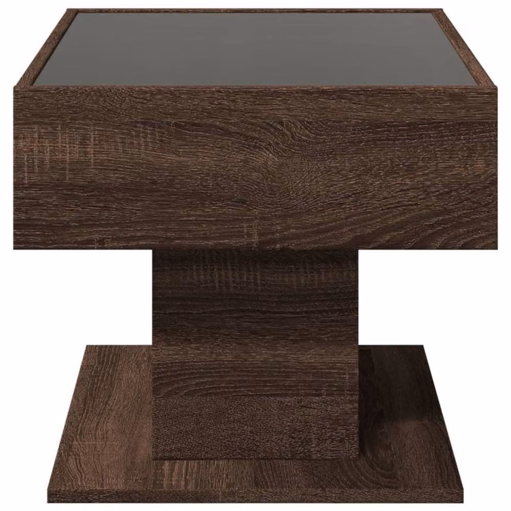 Berkfield Home Modern Rectangular Coffee Table with LED in Brown Oak, W/D/H: 70 x 50 x 45 cm – 3