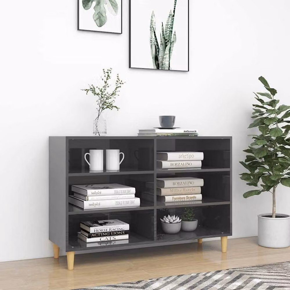 Berkfield Home Modern High Gloss Grey Sideboard, W/D/H: 103.5 x 35 x 70 cm – 2