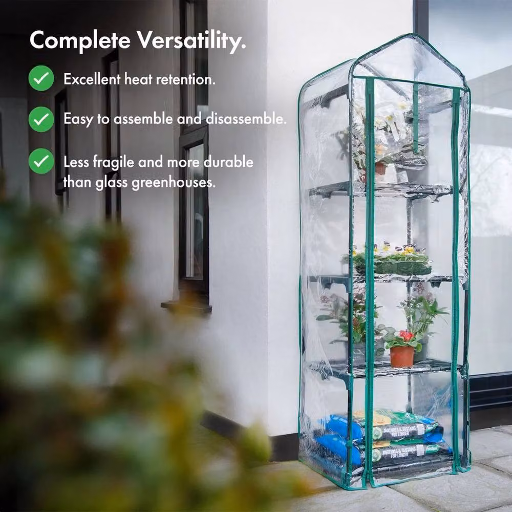NESTLUNE 4 Tier Portable Mini Greenhouse with Black PVC Cover and Steel Frame, W/D/H: 100 x 15 x 15 cm – 3