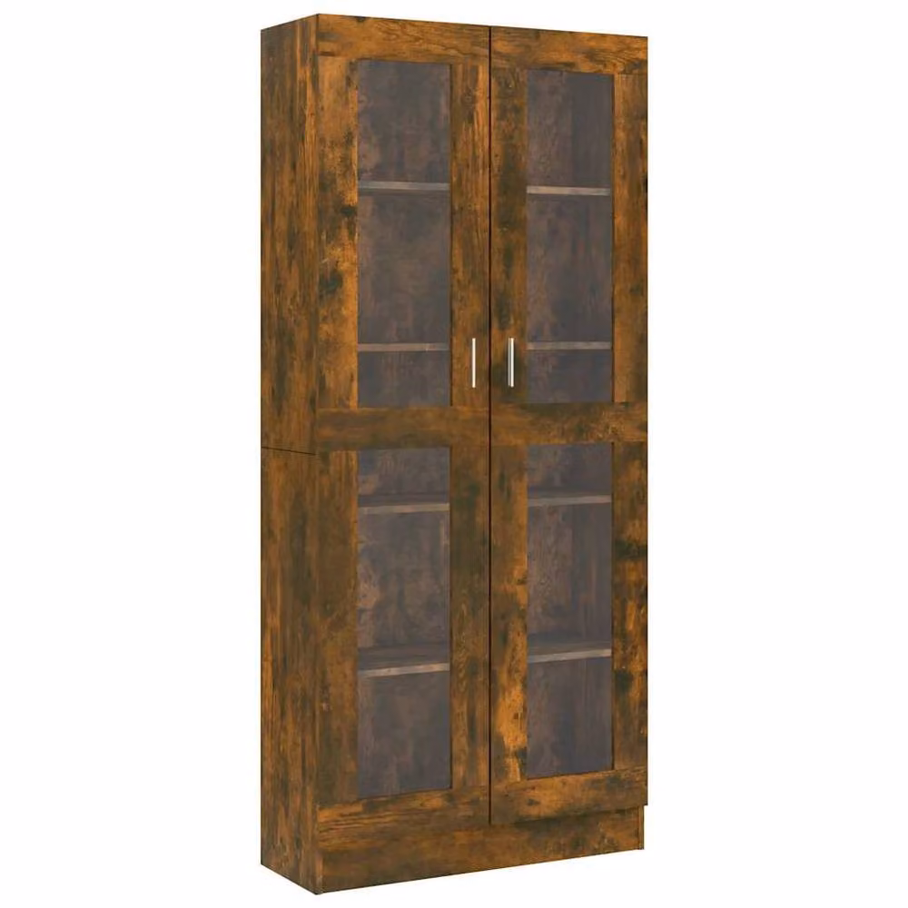 Berkfield Home Vitrine Cabinet in Smoked Oak Brown with Glass Doors, W/D/H: 82.5 x 30.5 x 185.5 cm – 3