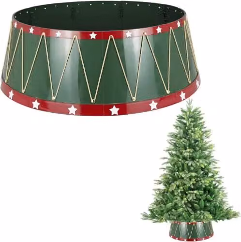 Shatchi Foldable Christmas Tree Skirt Base Cover in Green or Gold, Diameter: 65 cm – 1