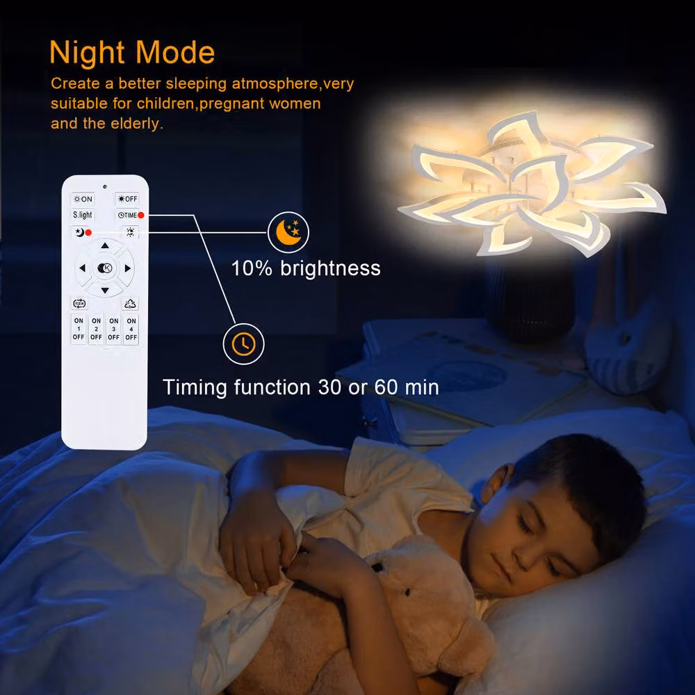 COMELY Modern Petal Dimmable LED Ceiling Light with Remote Control, 84W, White – 3