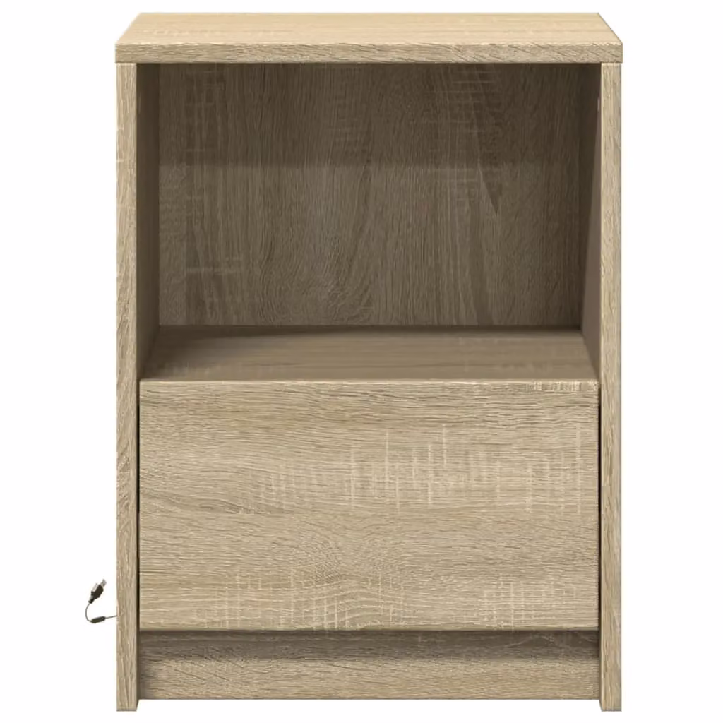 Berkfield Home Set of 2 Modern Bedside Cabinets with Integrated LED Lights in Sonoma Oak Brown – 3
