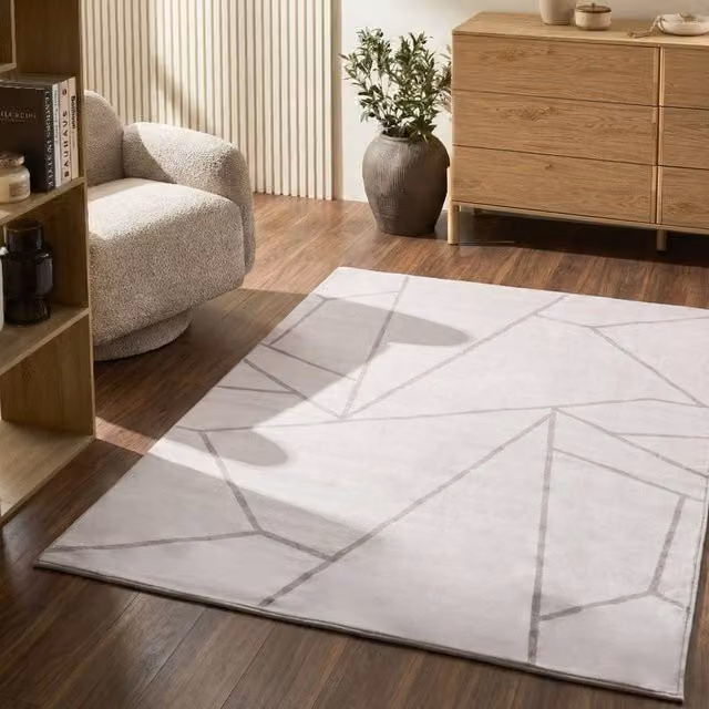 Wyld and Coco Geometric Beige Rectangular Rug, W: 140 cm, L: 200 cm – 1