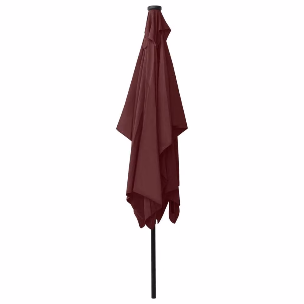 Berkfield Home Parasol with LEDs and Steel Pole, Burgundy Red, W: 300 cm, D: 200 cm, H: 200 cm – 2