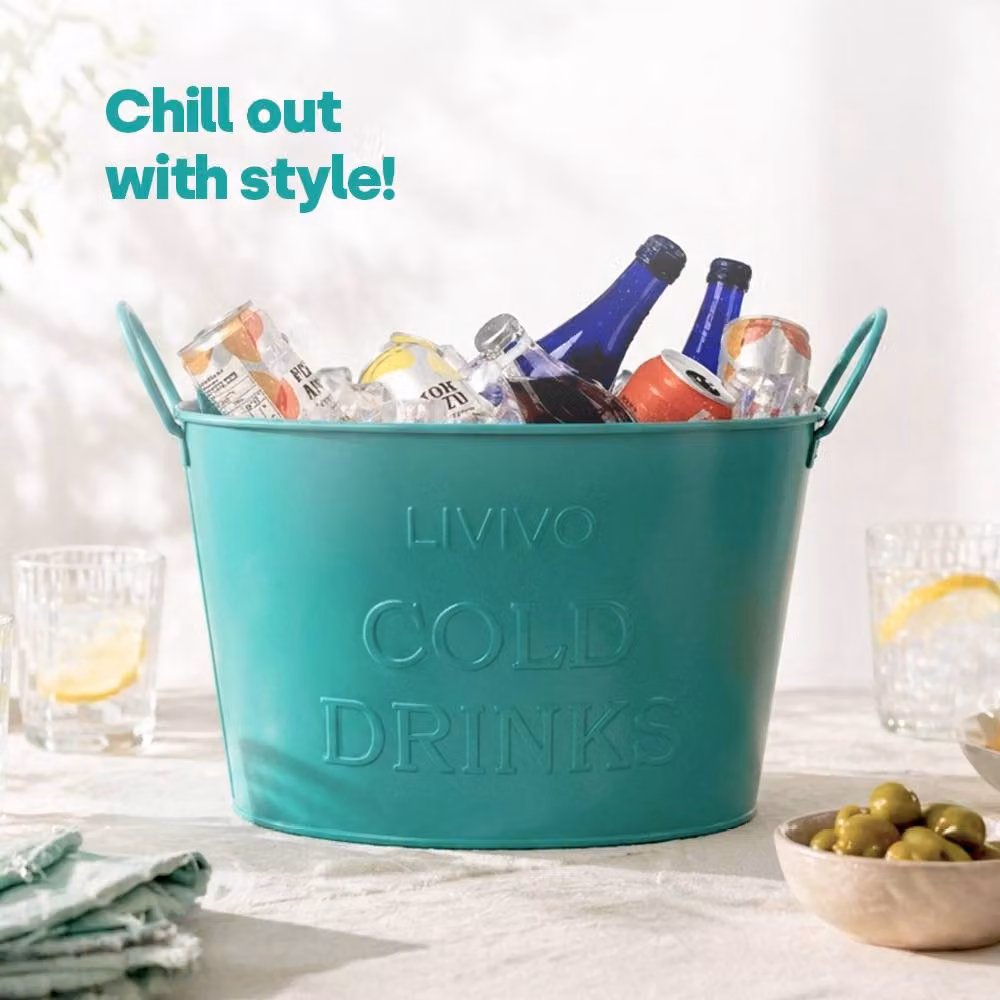 LIVIVO Galvanised Steel Drinks Bucket in Turquoise – 2