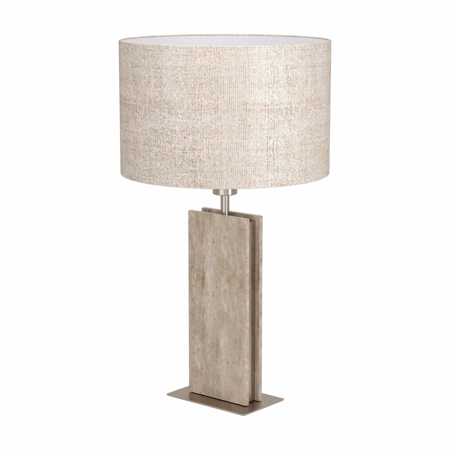 Eglo BELESAR Table Lamp in Silver and Beige with Stone and Metal Base – 2