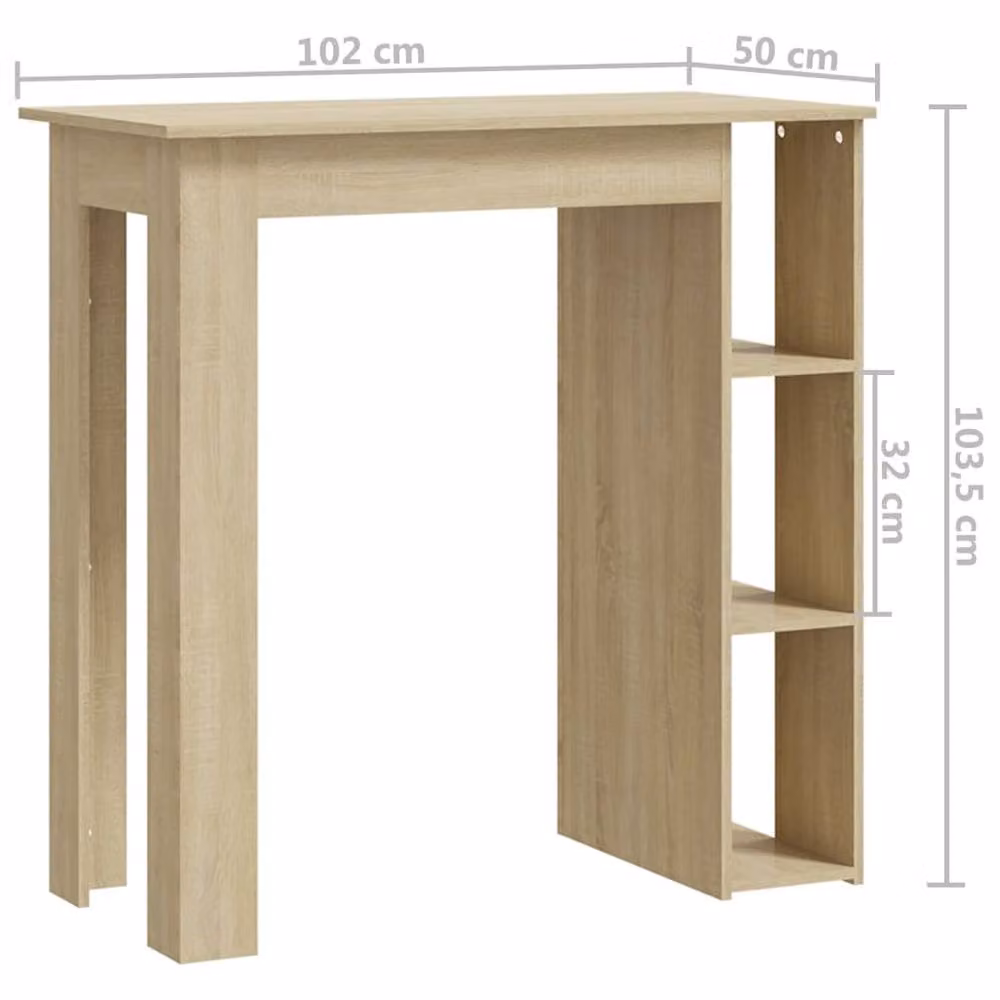 Berkfield Home Bar Table with Shelf in Sonoma Oak, Brown, W/D/H: 102 x 50 x 103.5 cm – 4