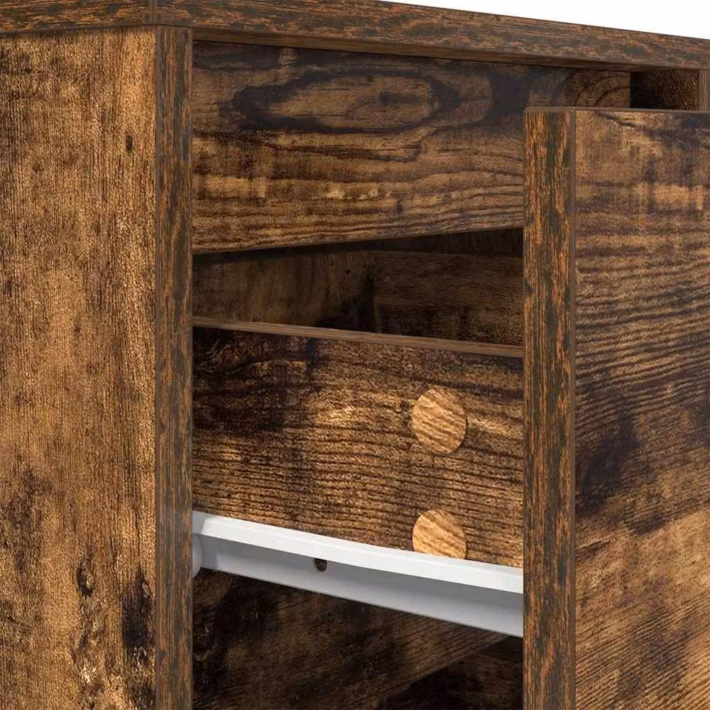 Berkfield Home Bedside Cabinet with Integrated LED Lights in Smoked Oak, W/D/H: 38 x 34 x 50 cm – 6