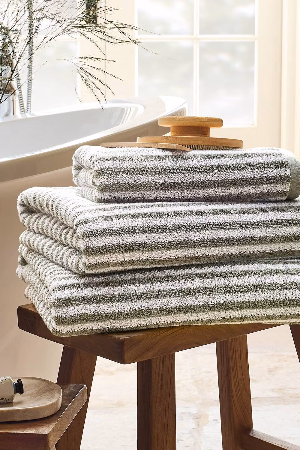 Christy Portobello Stripe Coastal Inspired Green Striped Terry Towels – 2