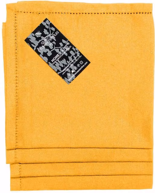 Homescapes Set of 4 Plain Cotton Napkins in Yellow